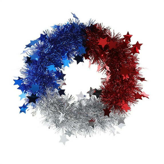XMMSWDLA Independence Day Wreath Patriotic Wreath for Front Door American Flag Theme Handmade Flower Shaped Wreath Holiday Hanging Ornament for 4th of July Memorial Day Window Wall Decoration