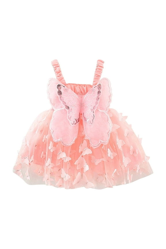 Infant Baby Girl Romper Dress Sleeveless Butterfly Back 3D Butterfly Layers Princess Party Formal Dresses Outfit Infant Baby Girl Dress