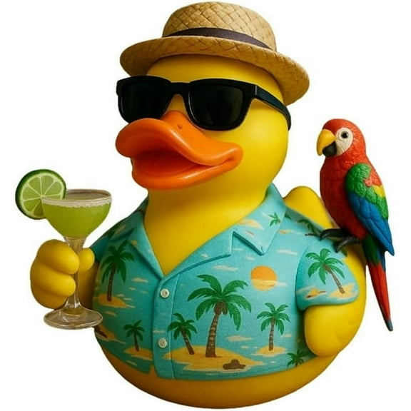 XMMSWDLA Jimmy Buffet Memorial Duck-Jimmy Buffet Accessories-Jimmy Buffett Tribute Figurine for Parrot Fans & Beach Decor Resin Rubber Duck Memorial Decor
