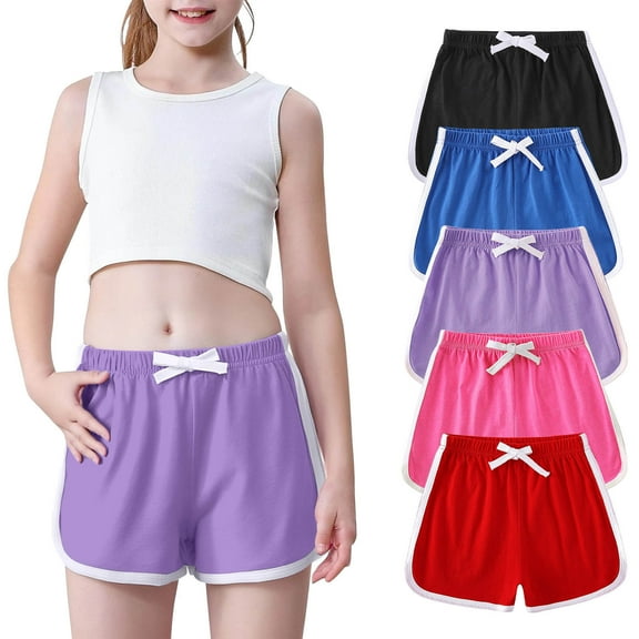 XMMSWDLA Kids 2-Piece Sets Girls Boys 5 Pack Running Athletic Cotton Shorts, Kids Baby Workout and Fashion Summer Beach Sports Multicolor Kids Party Outfits Set
