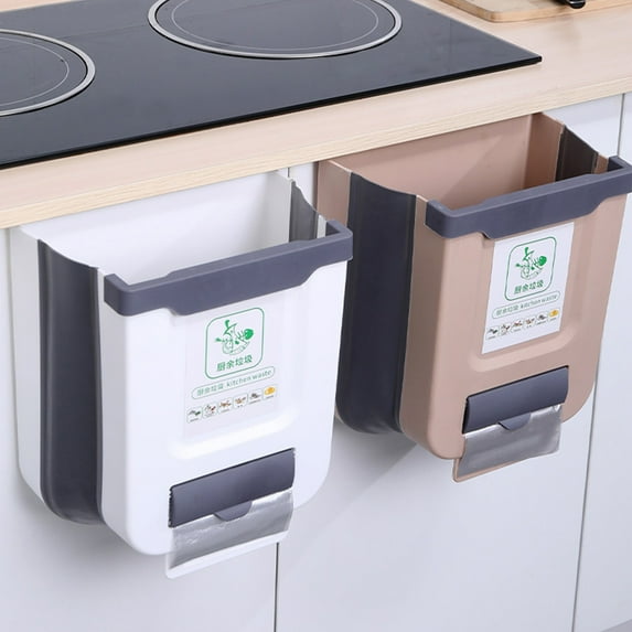 XMMSWDLA Kitchen Trash Can Plastic Collapsible Wall Mounted for Cabinet Door Hanging Garbage Bin
