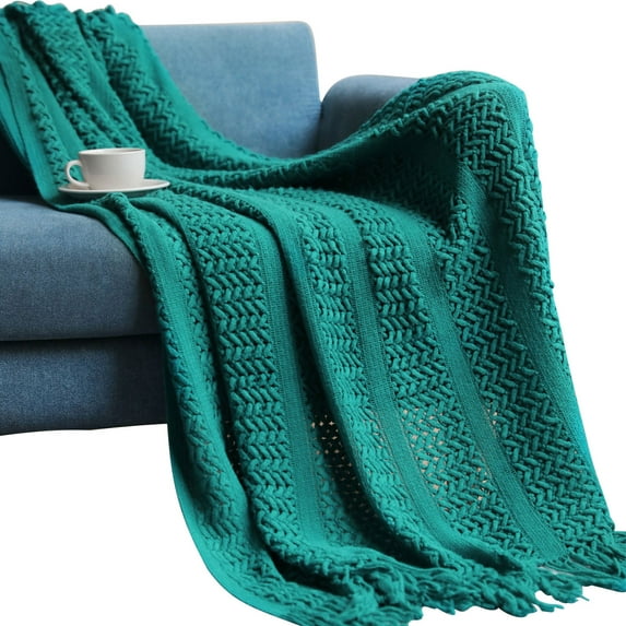 XMMSWDLA Knit Throw Blanket for Couch, Super Soft Warm Cozy Decorative Knitted Throw Blanket for Bed, Sofa, Chair 50"X60" E