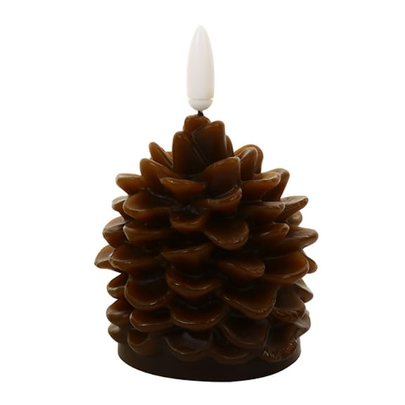 XMMSWDLA LED Pine Cone Candles, Battery Operated Flameless Candles Unscented Wax Pinecone Candles Brown for Christmas Home Party Decoration