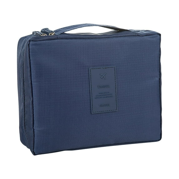 XMMSWDLA Large Capacity Travel Cosmetic Bag,Makeup Bag,Waterproof Portable Makeup Organizer Bag with Dividers and Handle (navy)