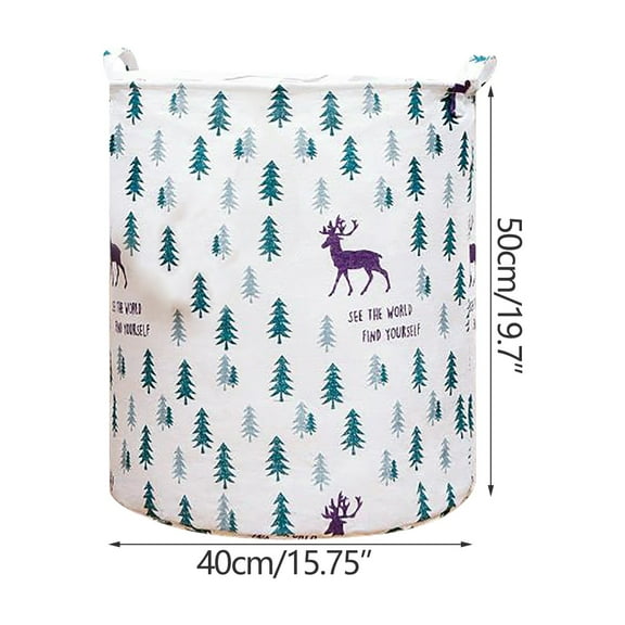 XMMSWDLA Laundry Basket Canvas Fabric folding Organizer Basket for Storage Bin Toy Bins Gift Baskets Bedroom Clothes Children Nursery Hamper (deer)