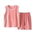 thumbnail image 1 of XMMSWDLA Lightweight Summer Sets Girls Shorts Set Summer Sleeveless T-Shirt Little Girls Clothes Pink Kids Clothing Sets, 1 of 5