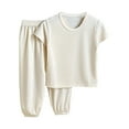 thumbnail image 1 of XMMSWDLA Lightweight Summer Sets Toddler Baby Girl Summer Clothes Short Sleeve T-Shirt Tops + Pants Two Piece Outfit White Kids Clothing Sets, 1 of 5