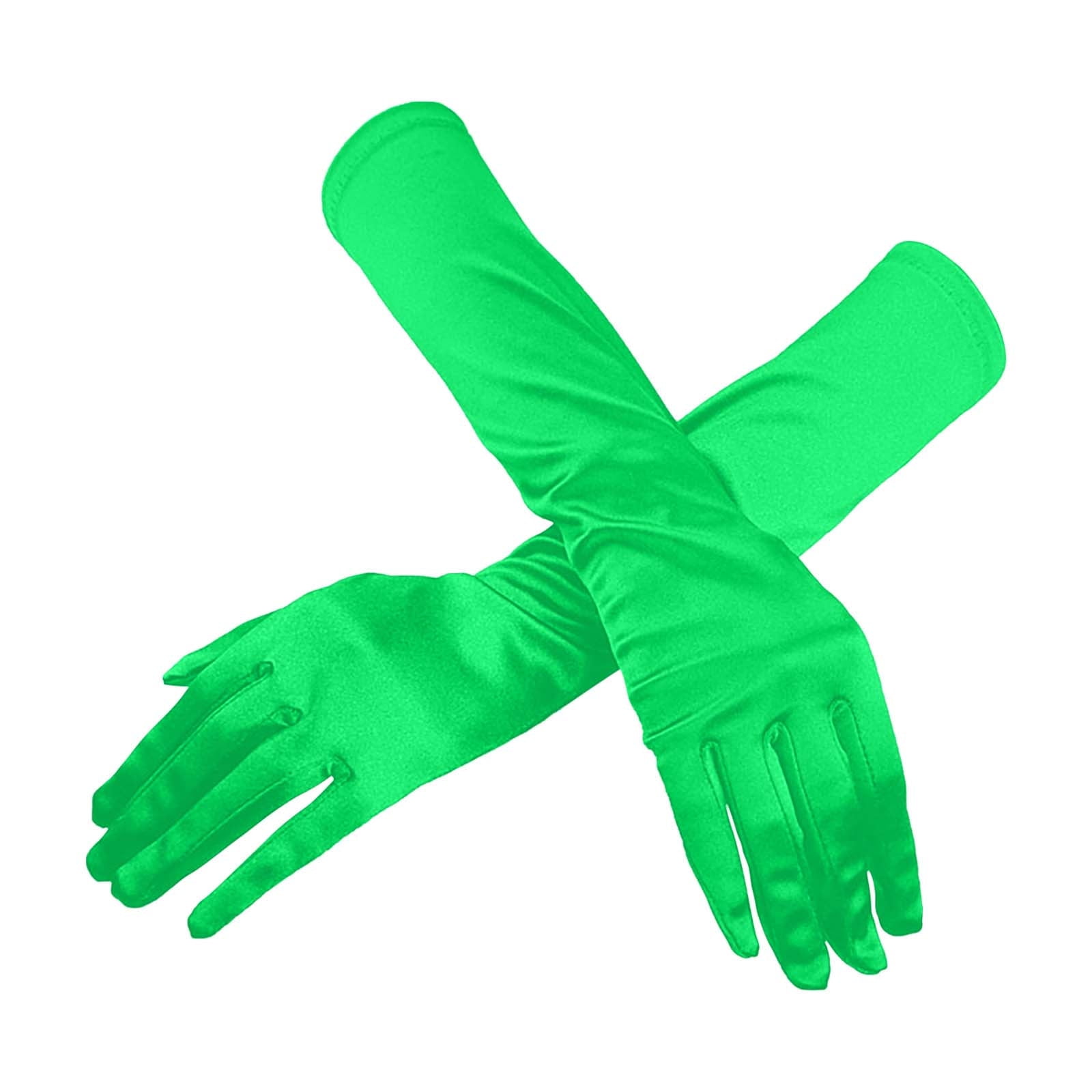 XMMSWDLA Long Opera Party 20s Satin Gloves Stretchy Adult Size Elbow Length Gym Gloves Green Walmart