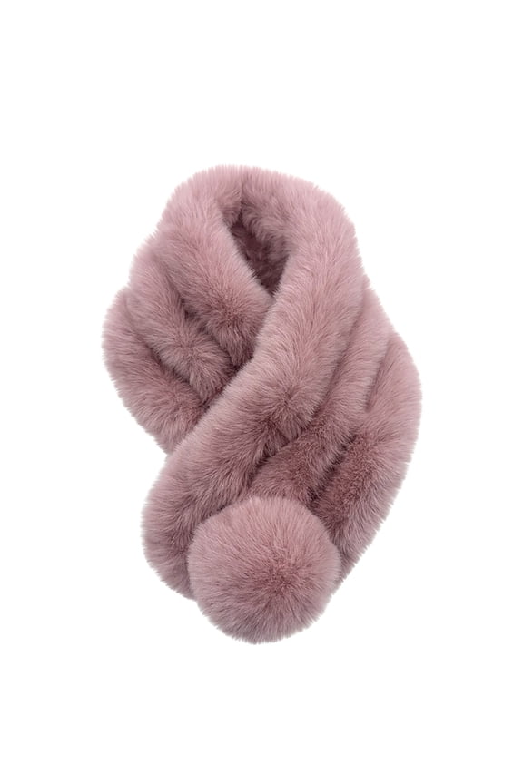 Long Rabbit Pull-Through Scarf - Womens Neck Trim Scarf Brown Winter Scarf for Women Cold Weather