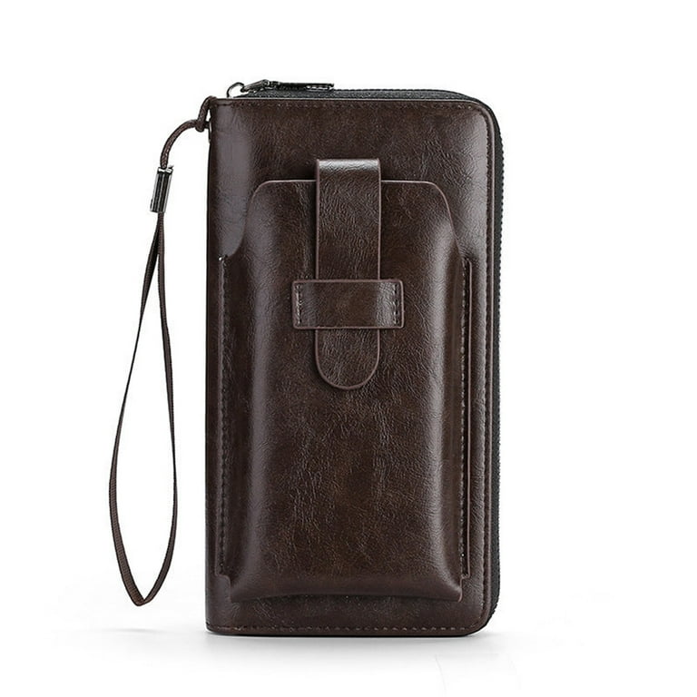 XMMSWDLA Long Wallets for Men Leather Wallet with Zipper Large