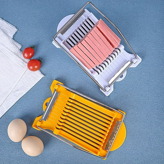 XMMSWDLA Luncheon Meat, Stainless Steel Wire, Cut Into 10 Slices for Eggs, Ham, Banana, Soft Food (White) Lunch Meat Ham Slicer Egg Slicer Banana Slicer Yellow