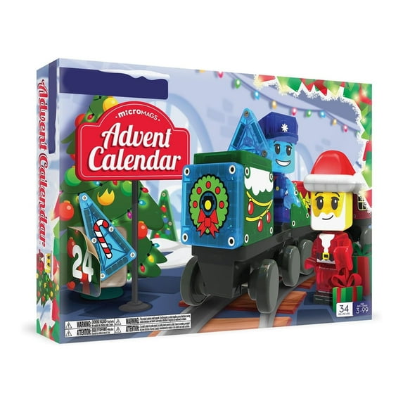 XMMSWDLA Christmas Advent Calendar - 34-Piece Magnetic Building Set with Daily Surprise Toys, Countdown to Christmas for Kids STEAM Learning