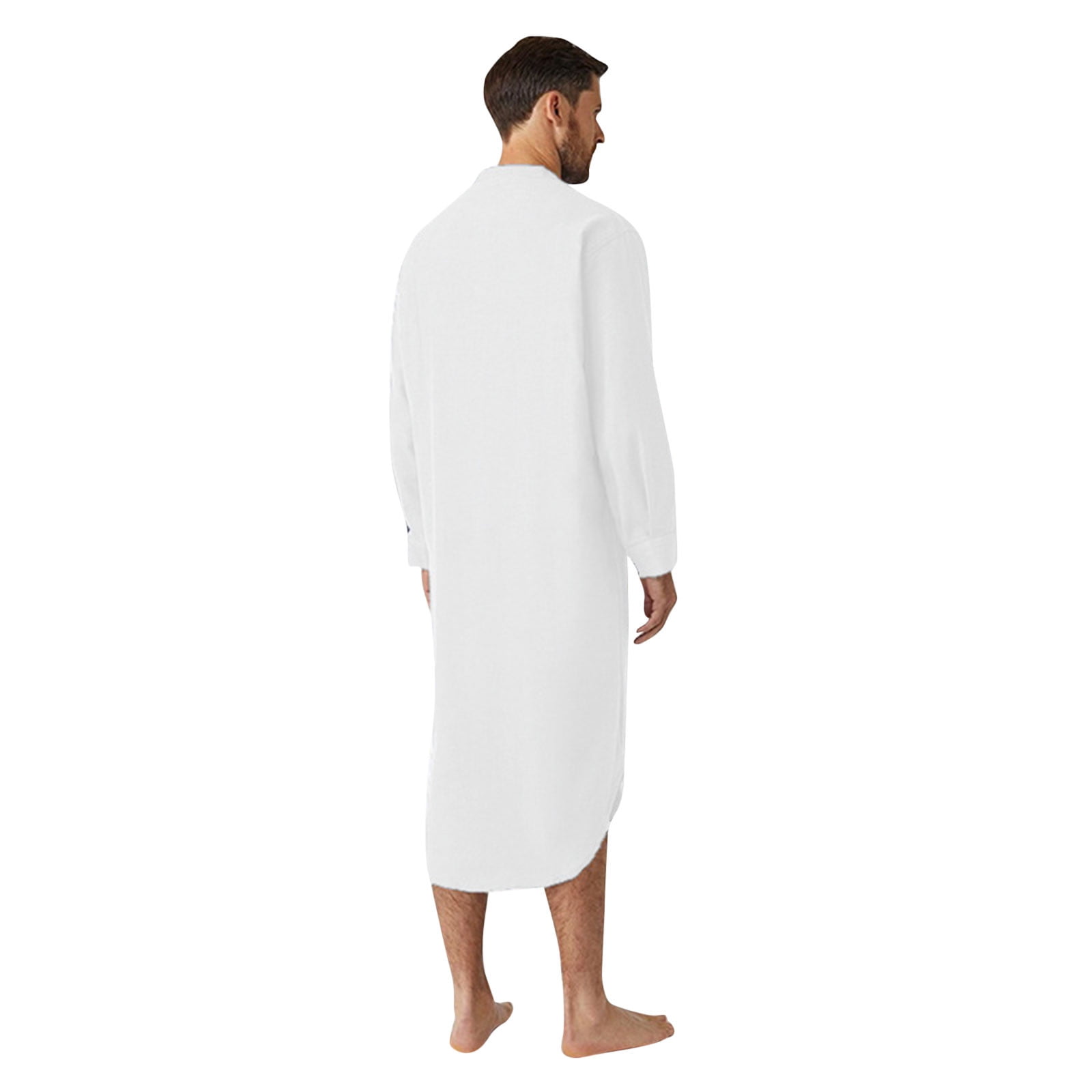 cotton night dress for man Men's Cotton Flannel Nightshirt - Blue Stripe