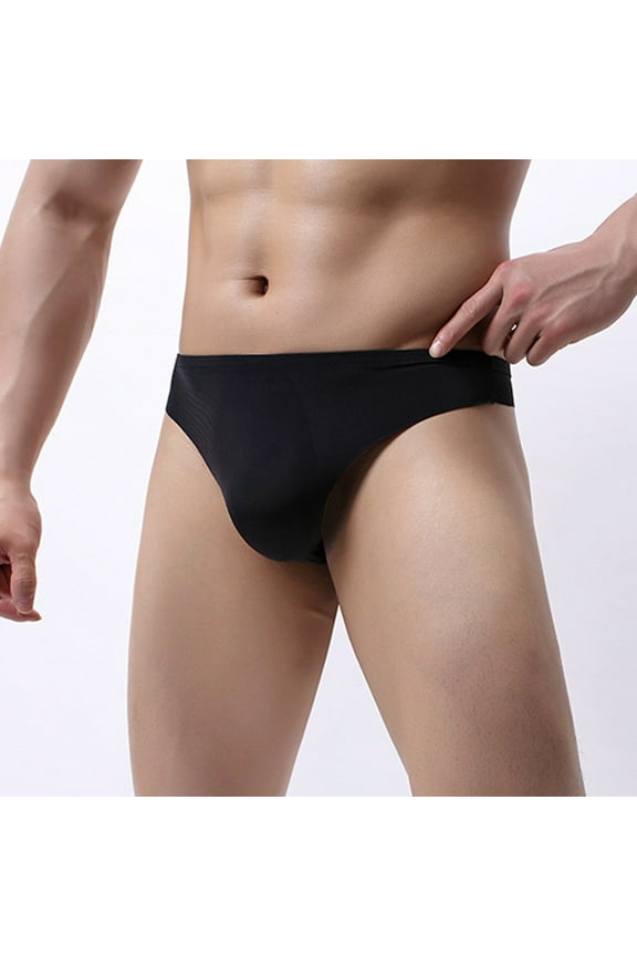 Men Underwear Bulge Enhancing Silk Briefs Low Rise Stretch Waistband Underpants Breathable Briefs for Men