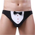 thumbnail image 1 of XMMSWDLA Men's Bow Tie Bulge Pouch Bikini Thong Underwear G String Costume, 1 of 6