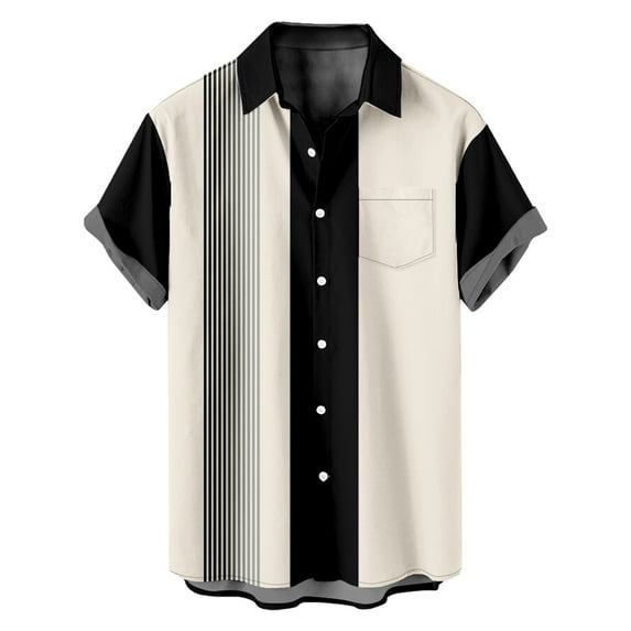 XMMSWDLA Men's Casual Stylish Short Sleeve Button-Up Striped Dress Shirts Cotton Beach Shirts White Mens Short Sleeve Shirts
