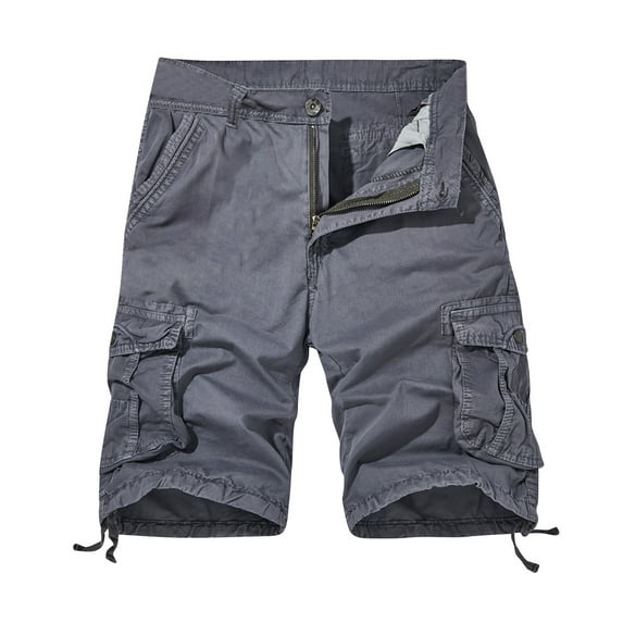 XMMSWDLA Men's Cotton Casual Cargo Shorts with Multi Pockets(No Belt) Gray Shorts for Boys