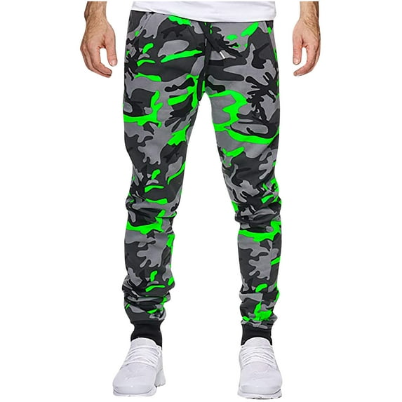XMMSWDLA Men's Cotton Joggers Camo Sweatpants Casual Jogger Pants Comfort Camouflage Trousers for Hiking Yoga Training Mens Running Pants