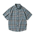 thumbnail image 1 of XMMSWDLA Men's Short Sleeve Pocket Plaid Shirts Button Down Thin Leisure Shirts Cotton Plaid Shirts for Men Blue Mens Graphic T-Shirts, 1 of 4