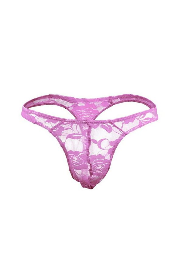 Men's Thong Underwear Low Rise Lace Bikini T-Back G-String Panties