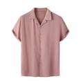 thumbnail image 1 of XMMSWDLA Mens Beach Shirts Casual Button Down Short Sleeve Hawaiian Shirts Summer Tropical Resort Shirts Pink Short Sleeve Shirts for Men, 1 of 9