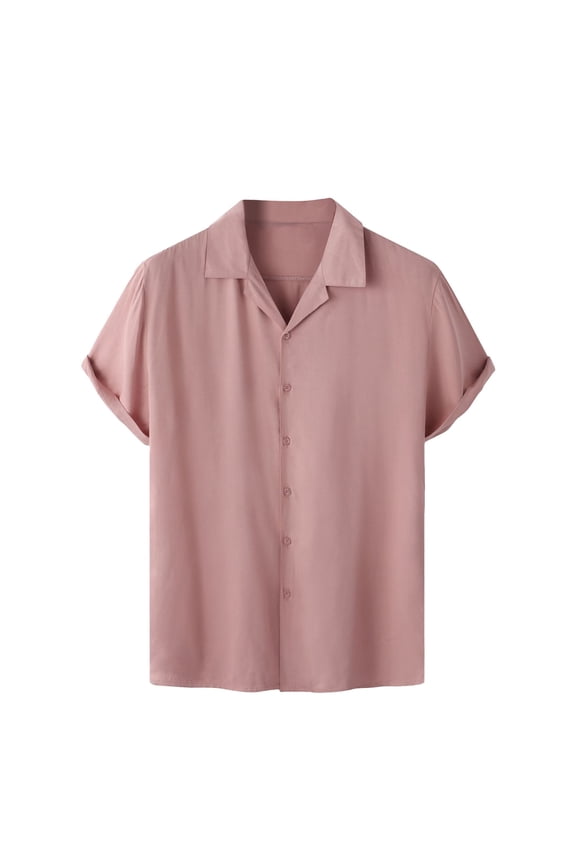 Mens Beach Shirts Casual Button Down Short Sleeve Hawaiian Shirts Summer Tropical Resort Shirts Pink Swim Shirts for Boys