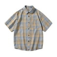 thumbnail image 1 of XMMSWDLA Mens Casual Button Down Short Sleeve Shirts Cotton Plaid Summer Shirts for Men with Pockets Yellow Mens Casual Shirts, 1 of 9