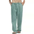 thumbnail image 1 of XMMSWDLA Mens Casual Linen Pants Loose Fit Elastic Drawstring Waist Straight-Legs Summer Yoga Beach Long Pants Casual Pants for Men, 1 of 3