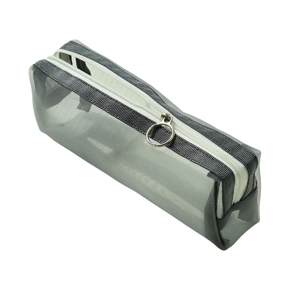XMMSWDLA Mesh Pencil Case for Adults and Teens, Large Capacity Pouch, Sturdy Pen Organizer, Secure Zipper Closure Gray