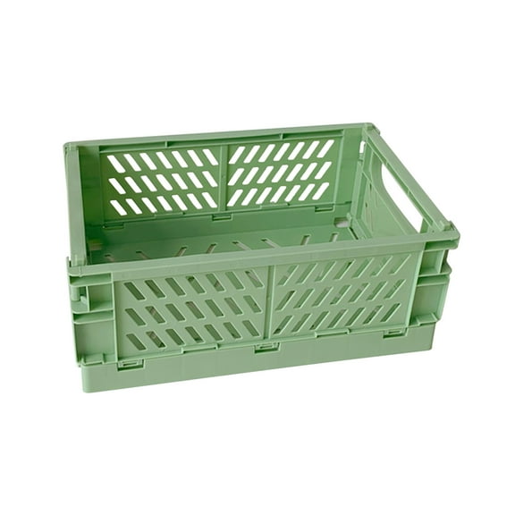 XMMSWDLA Mini folding Storage Crates/Stackable Storage Container Basket, Folding Plastic Storage Box Foldable Plastic Storage Case Desktop Carrying Basket 1#Mini Green