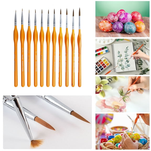 XMMSWDLA Miniature Paint Brushes, 11PC Fine Detail Paint Brush Set, Mini Small Painting Brushes for Art, Crafts, Acrylic, Watercolor, Oil, Model, Face, Paint by Number, , Figurine-Wood
