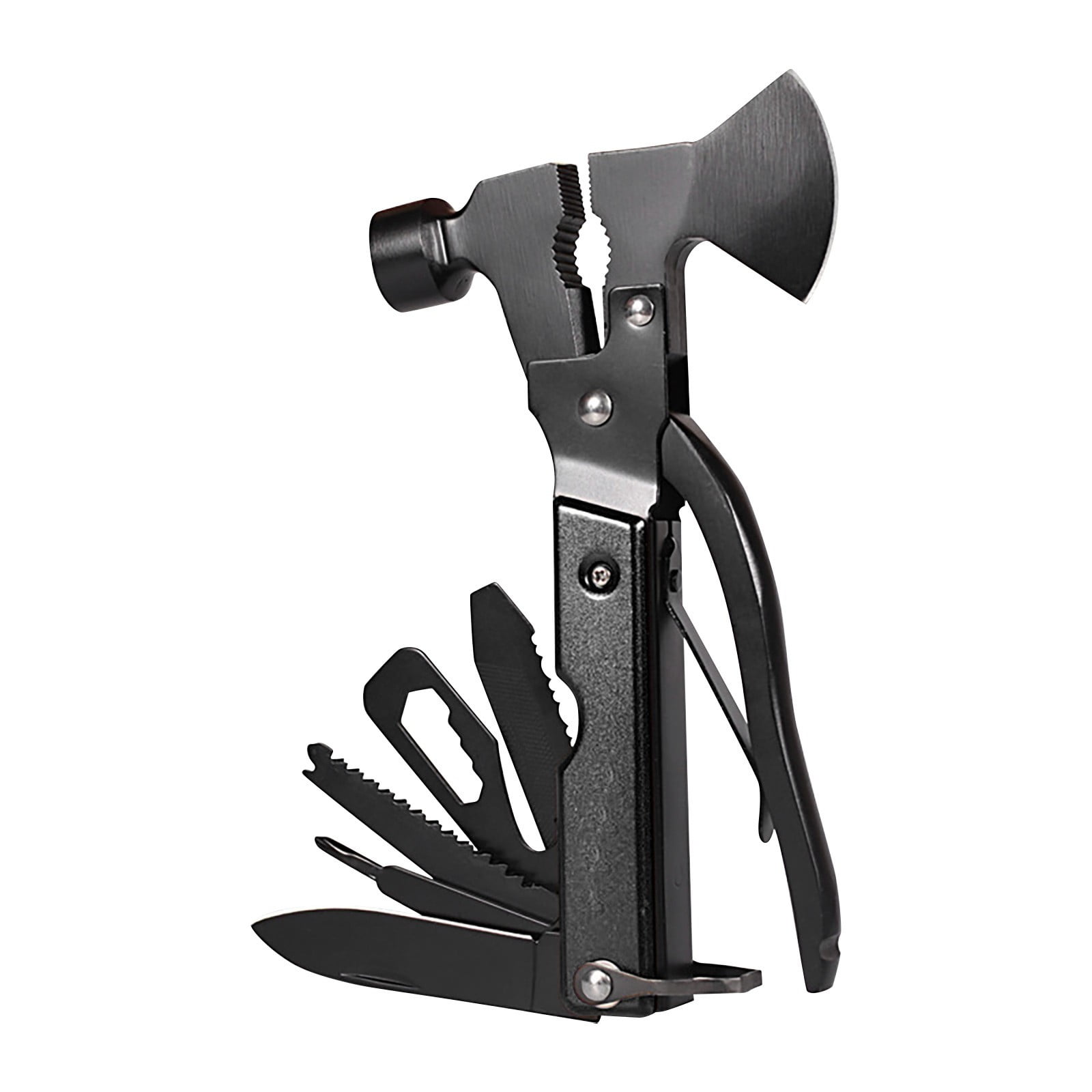 XMMSWDLA Multitool Camping Accessories Survival Gear And Equipment 14 In 1hatchet Giftfunctional Axe Hammer Car Life-Saving Hammer Broken Window Hammer Multifunctional Hammer Portable Tool Black
