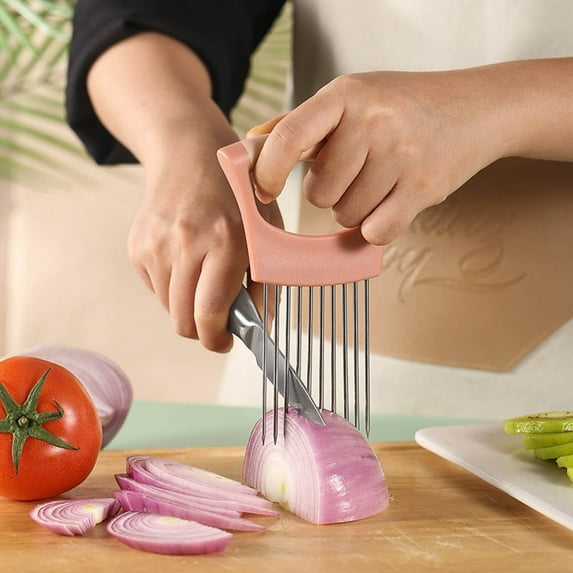 XMMSWDLA Onion Slicer,Stainless Steel Onion Cutter Knife,Tomato Slicer,Kitchen Accessory,Vegetable and Fruit Chopper,Cutter for Meat Lemon Potato Tomato