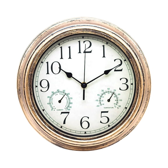 XMMSWDLA Outdoor Garden Retro Clock Waterproof Temperature Measurement Hygrometer 12 Inchesretro Thermometer Hygrometer Clock D