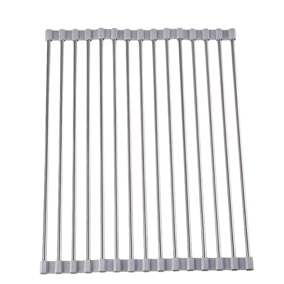 XMMSWDLA Over The Sink Dish Drying Rack, Roll up Sink Dish Drainer Rack Foldable Kitchen Stainless Steel Dish Rack Sink Drying Rack (14.5"x 11.4")