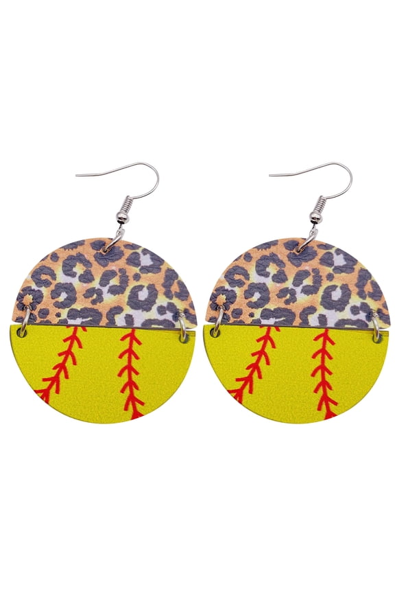 Party Decorations Wooden Football Basketball Volleyball Leopard Print Earrings Sports Geometry Dangle Earrings Fans Car Decorations
