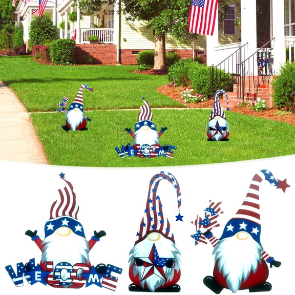 XMMSWDLA Patriotic Gnomes Decorations for Home,Memorial Day Ornament,Cute Tiered Tray Decor 4th of July Gifts for Friends,Family