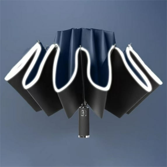 XMMSWDLA Pen Light Opposite Direction Folding Umbrella Reflective Stripe Windproof Fully Automatic Compact 10 Rib Travel Umbrella Diameter 41 Inch Pen for Writing