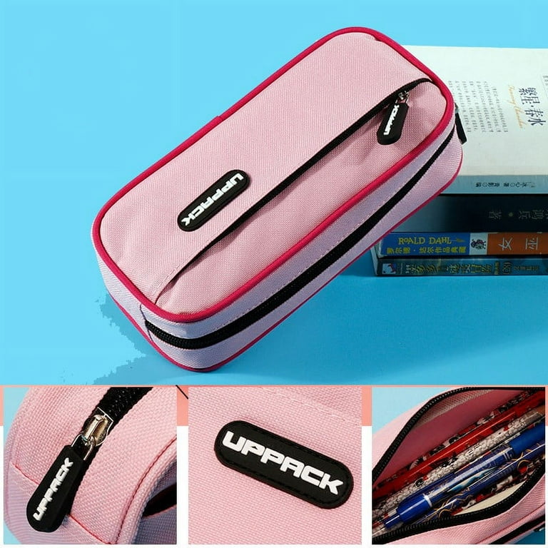 XMMSWDLA Pencil Case Aesthetic Pink Pencil Casesdouble Layer Pencil  Case，Simple Pencil Case，Elementary School Junior High School Utensil Box  Pencil