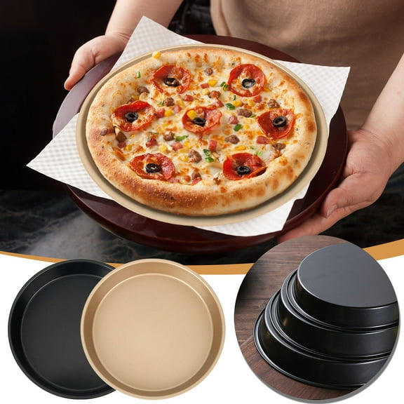XMMSWDLA Pizza Pan Nonstick Pizzas Tray Sheet Carbon Steel Pie Pan Baking Pans Deep Dish for Home Kitchen Bakeware Bread Cake Handmade 10 Inch