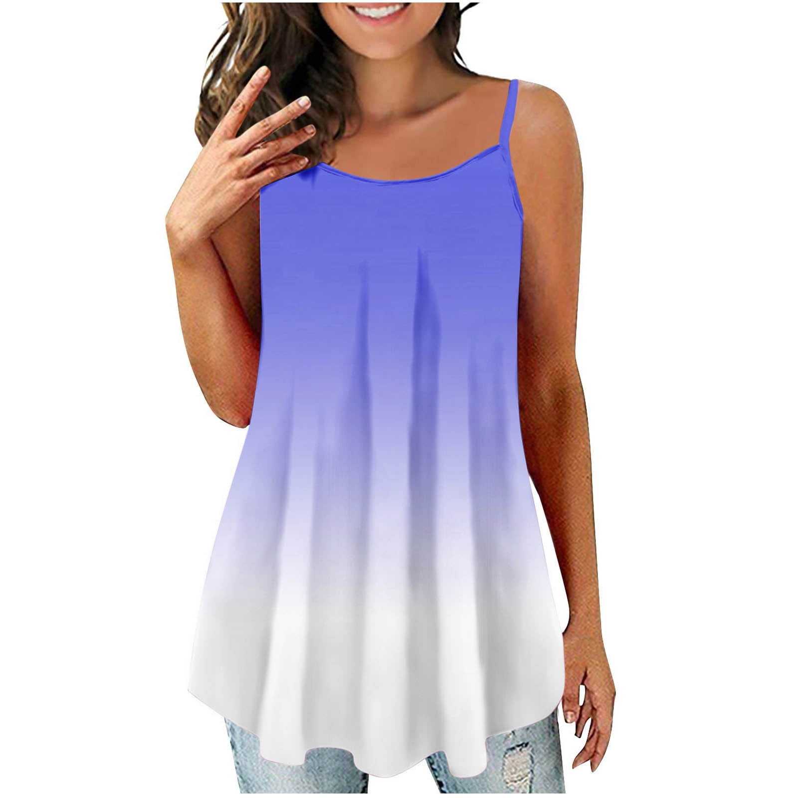 XMMSWDLA Plus Size Tank Tops Women Floral Loose Cami Spaghetti Strap