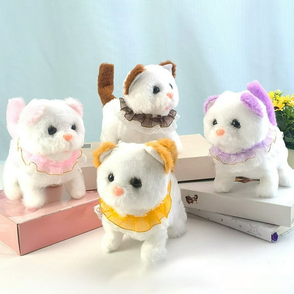 XMMSWDLA Plush Electronic Interactive Cats ,Move and Walking Lifelike Interactive Toy Robot Kitten Pet Cute Stuffed Kitten for Girls Kids