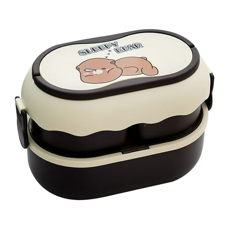 Bear Double-layer Plastic Lunch Box Large Capacity Student Portable Lunch  Box Microwave Oven Adult Lunch Box
