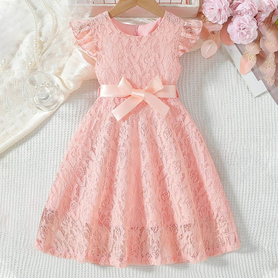 XMMSWDLA Princess Dress Toddler Girl Tulle Dress Summer Ruffle Baby Girl Fashion Casual Dresses Pink Flower Girls Dress Dress