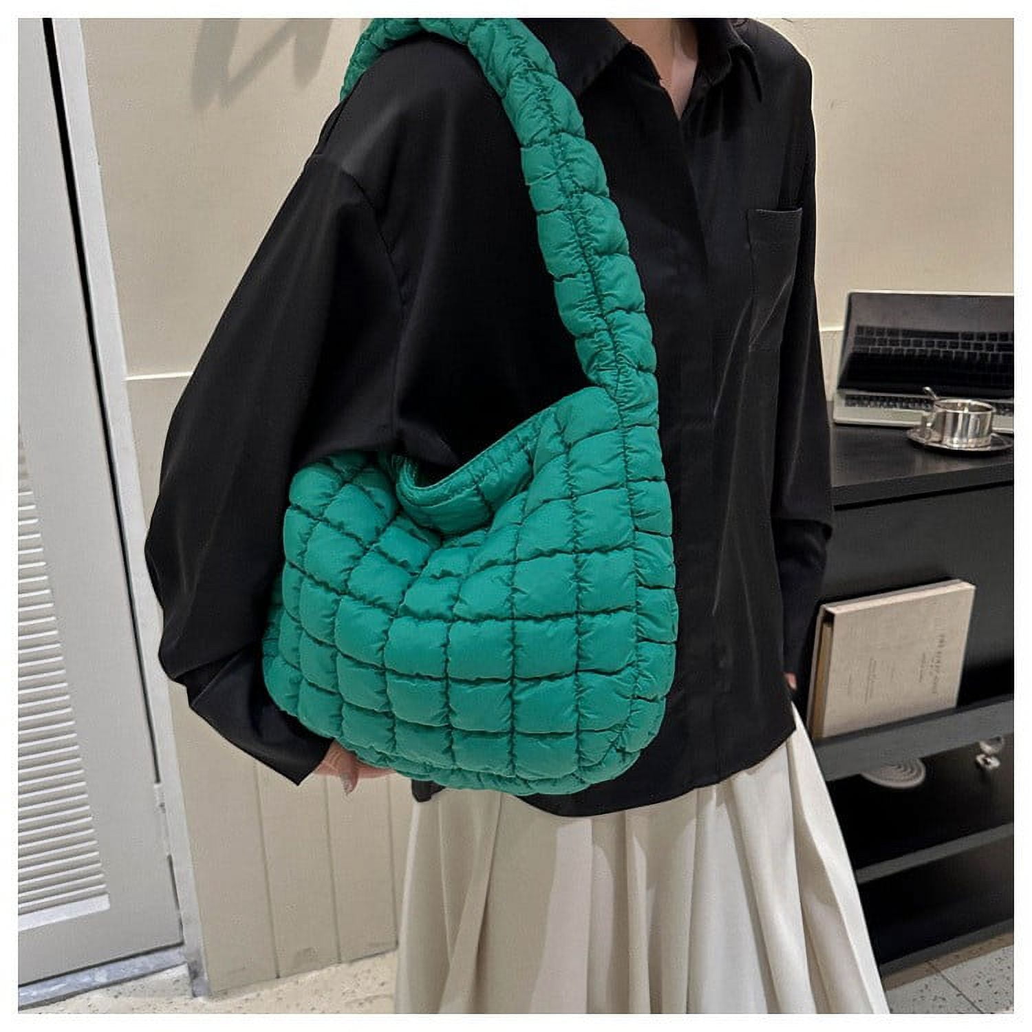 XMMSWDLA Puffer Bag Lightweight Quilted Tote Bags Puffy Shoulder Bag for Women Crossbody Purse Padded Handbag Tote Bag for Women Hand Bags for Women 2024