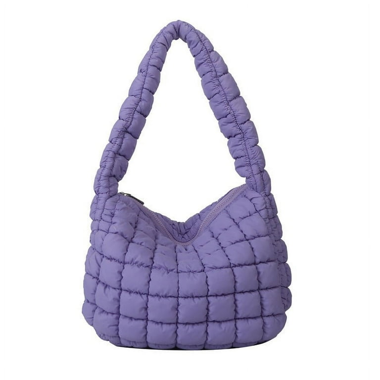 ★TOUT Y EST★ Women's Quilted Shoulder Bag PurpleQP222WBG41 XMMSWDLA Puffer Bag Lightweight Quilted Tote Bags Puffy