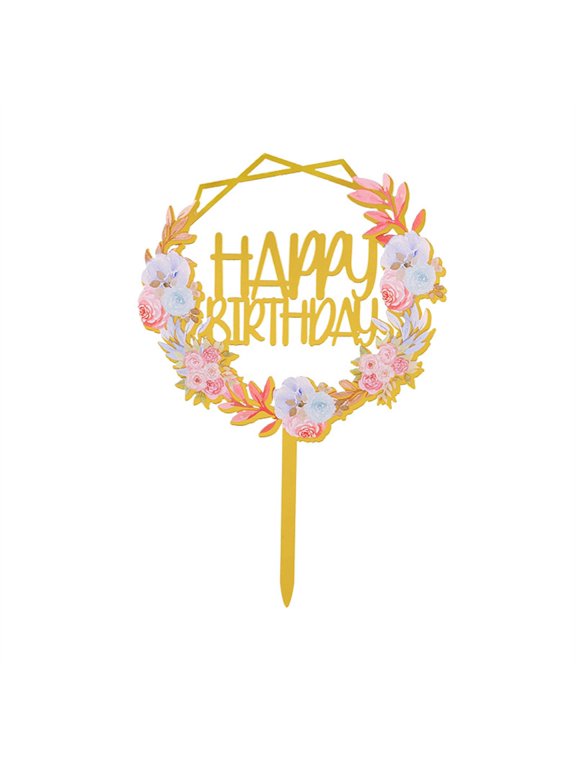 Gold Butterfly Happy Birthday Cake Topper Rose Gold Acrylic Kids Birthday Party Cake Topper Dessert Decoration Baby Shower