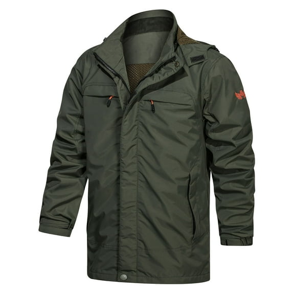 XMMSWDLA Blousse for Men Autumn And Winter Plus Velvet Solid Color Zipper Pocket Warm Jackets