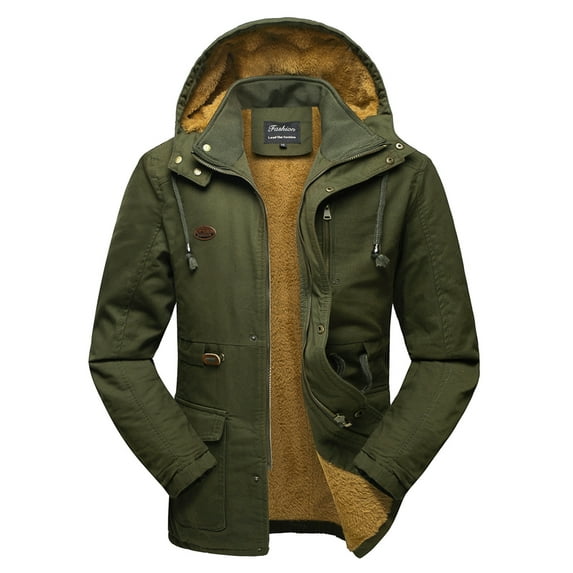 XMMSWDLA Sales Clearance Blousse for Men Hooded Winter Workwear Jacket Thicken Military Jacket Cotton Coat