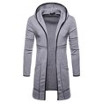 thumbnail image 1 of XMMSWDLA Blousse for Men Mens Hooded Solid Trench Coat Jacket Cardigan Long Sleeve Outwear Blouse, 1 of 4